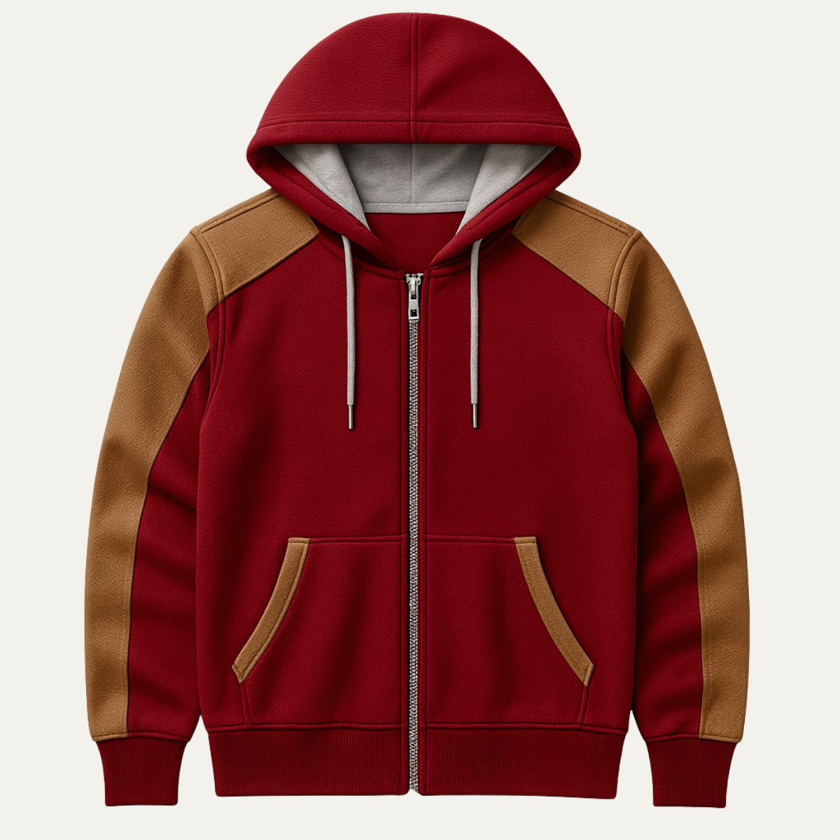 Men's Color Block Hooded Jacket Zipper Pocket - Vonnera