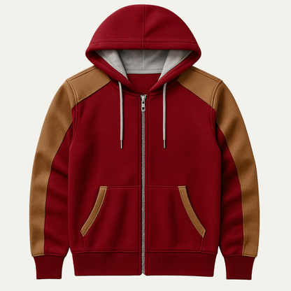 Men's Color Block Hooded Jacket Zipper Pocket - Vonnera