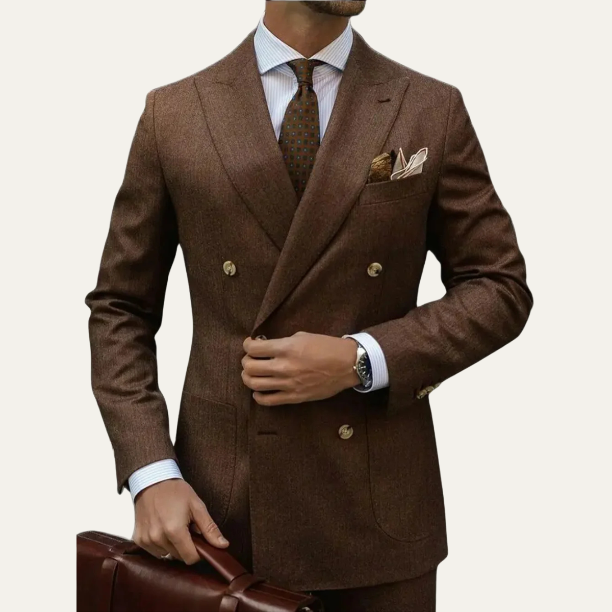 Men's 2 Piece Brown Business Suit