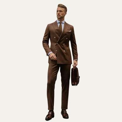 Men's 2 Piece Brown Business Suit