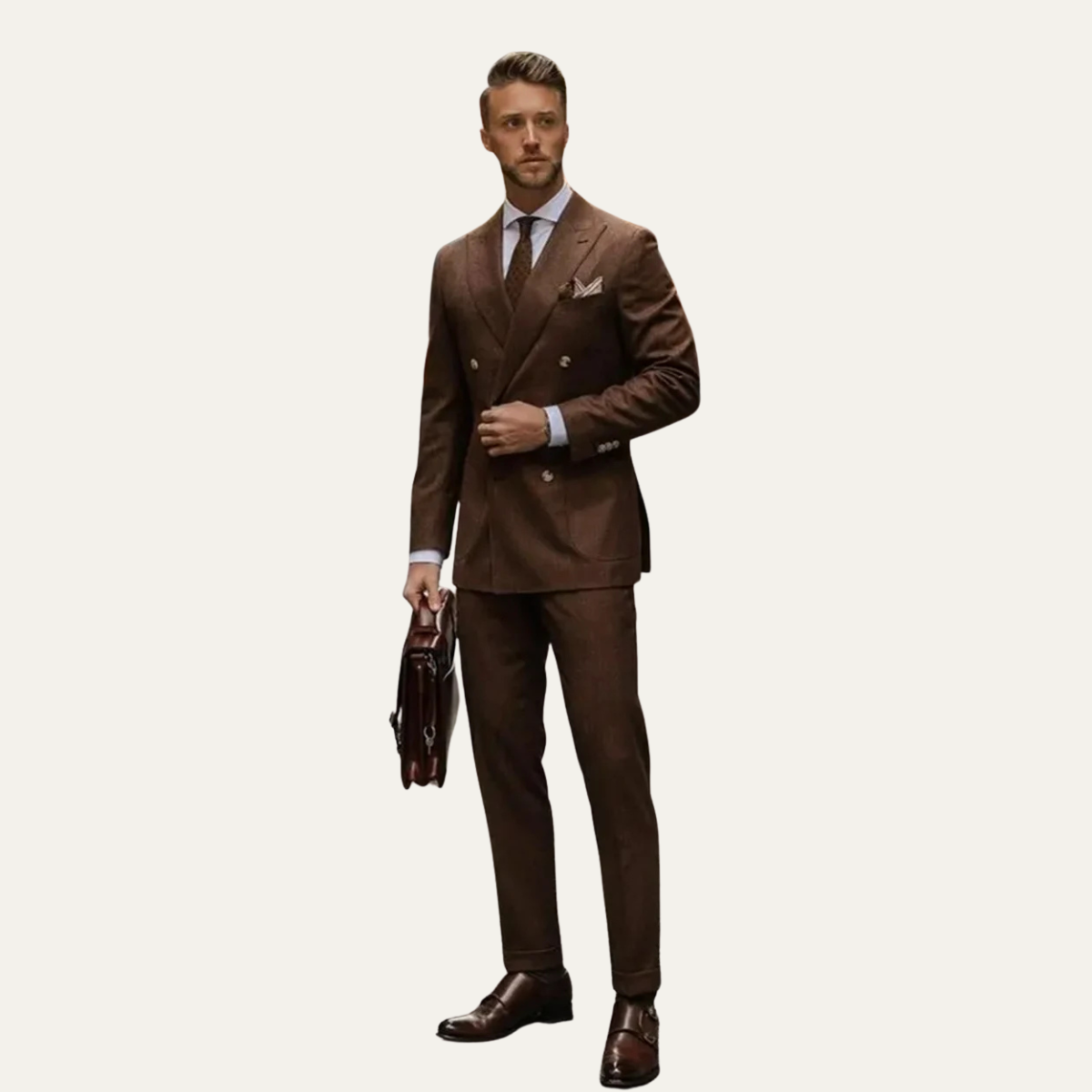 Men's 2 Piece Brown Business Suit