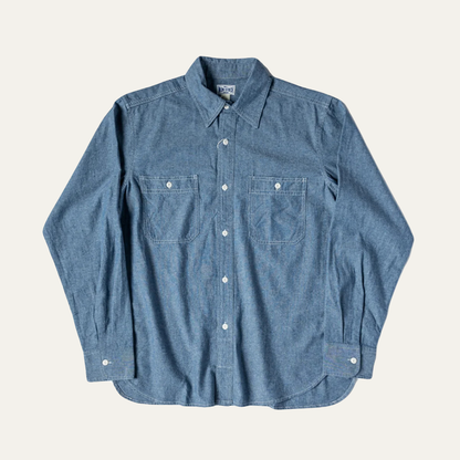 Men's Vintage Denim Shirt Button Down Blue - Vonnera