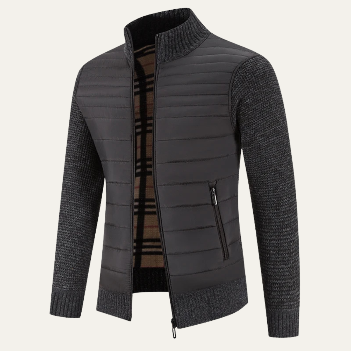 Men's Fleece Knit Jacket Winter Black