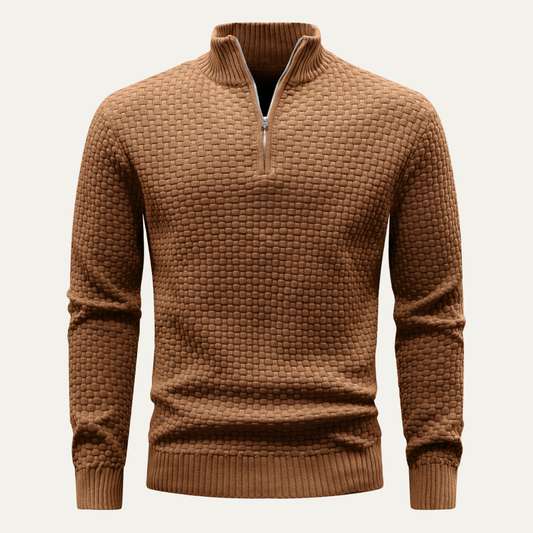 Women's Winter Knitted Sweater Half Zip Warm Beige - Vonnera