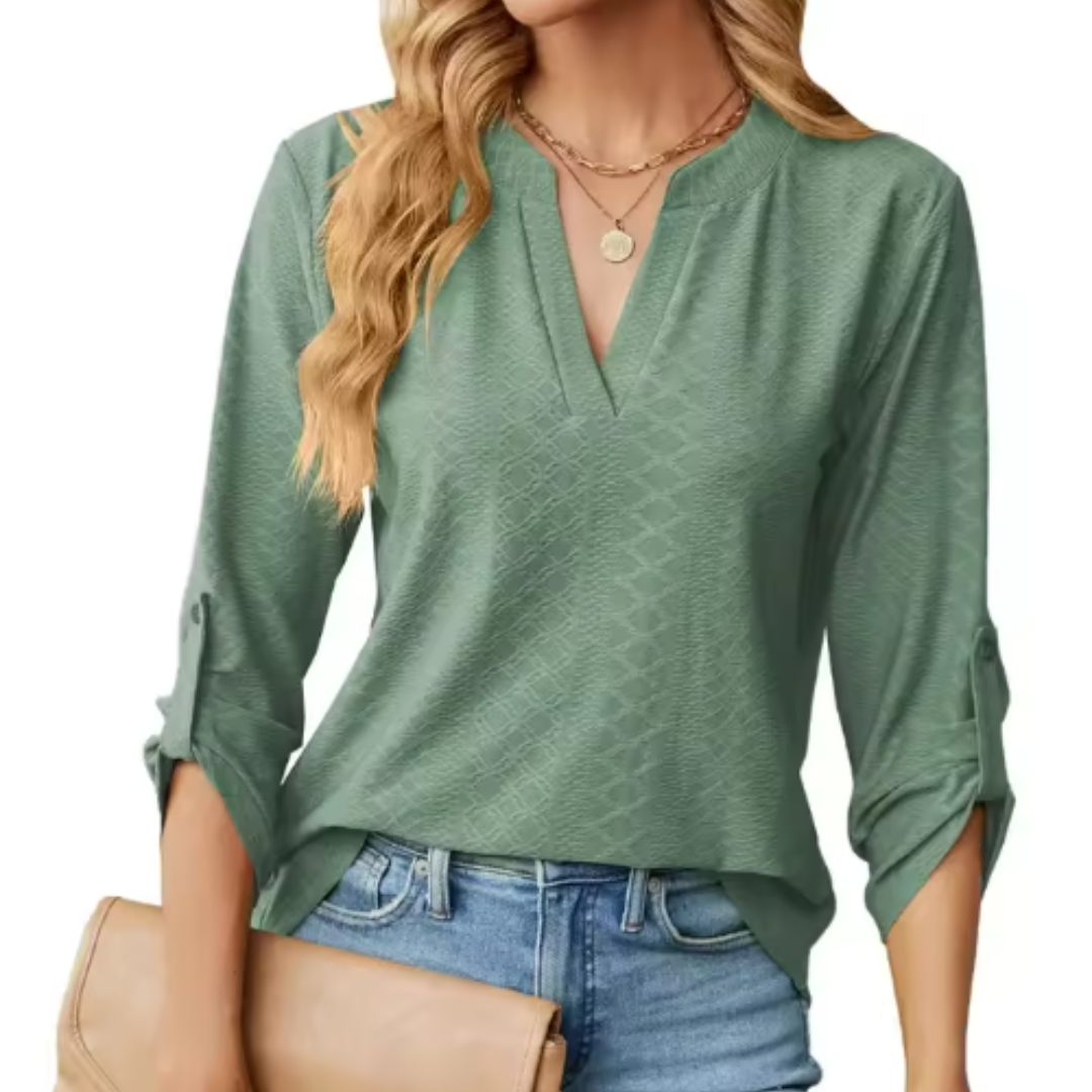 Women's Textured V-Neck Blouse