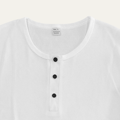 Men's Thermal Henley Shirt Waffle Pattern