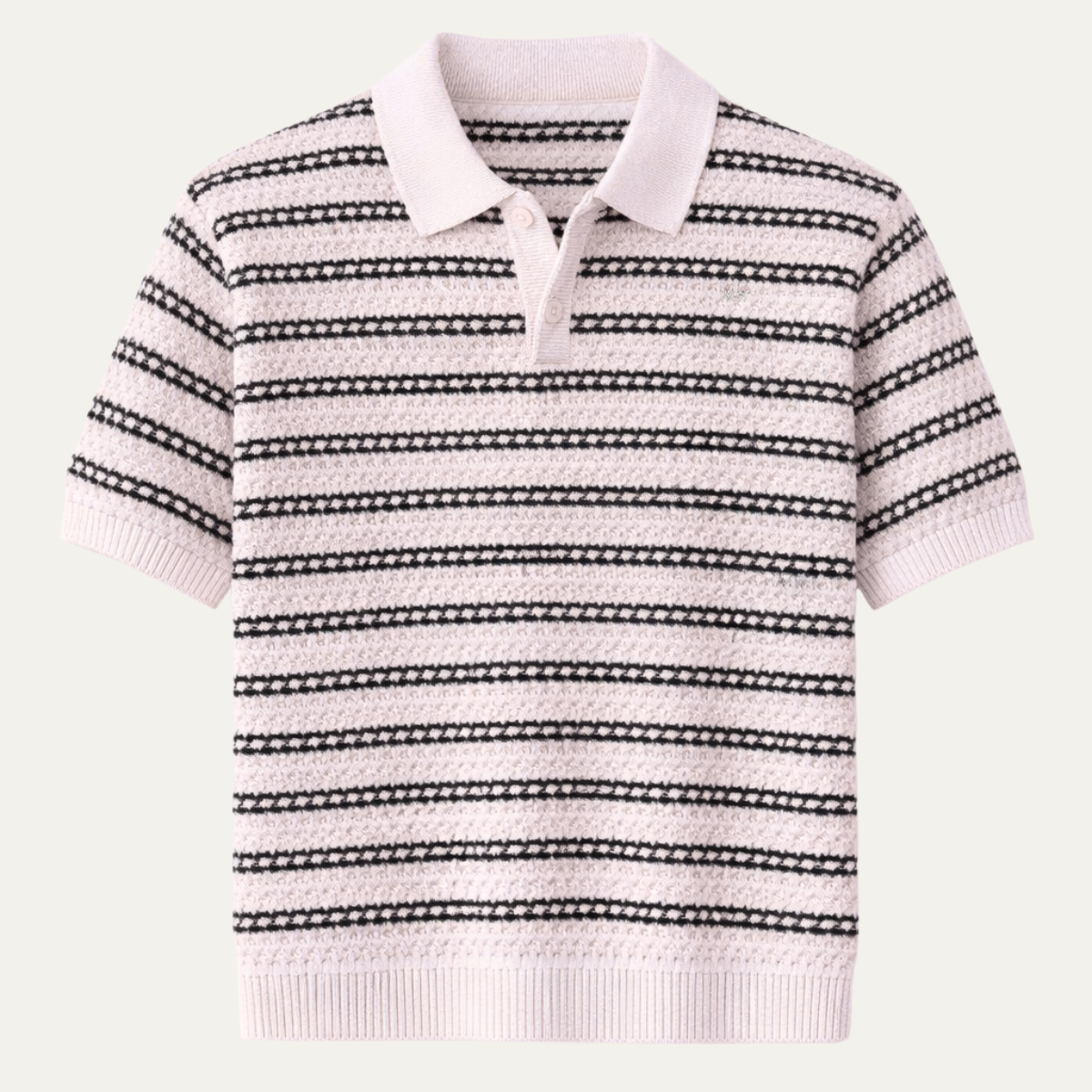 Men's Striped Polo Shirt Knit Collar Navy Blue - Vonnera