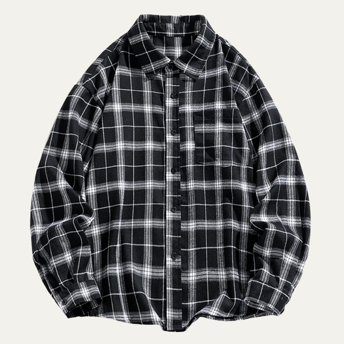 Men's Plaid Casual Shirt Loose Fit Retro Style - Vonnera