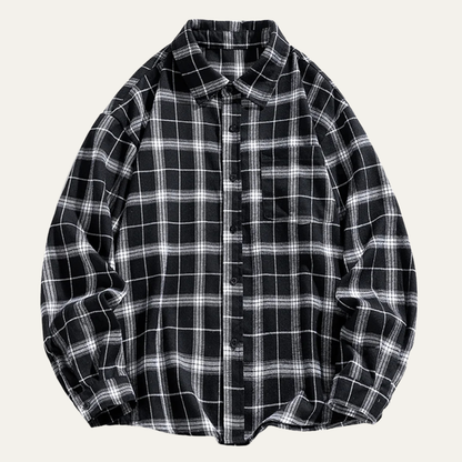 Men's Plaid Casual Shirt Loose Fit Retro Style - Vonnera