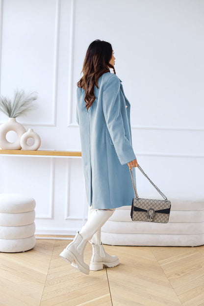 Women's Double-Breasted Long Coat Gold Buttons