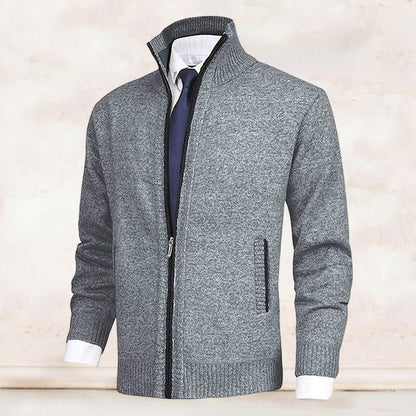 Knitted Zip Up Cardigan With Pockets