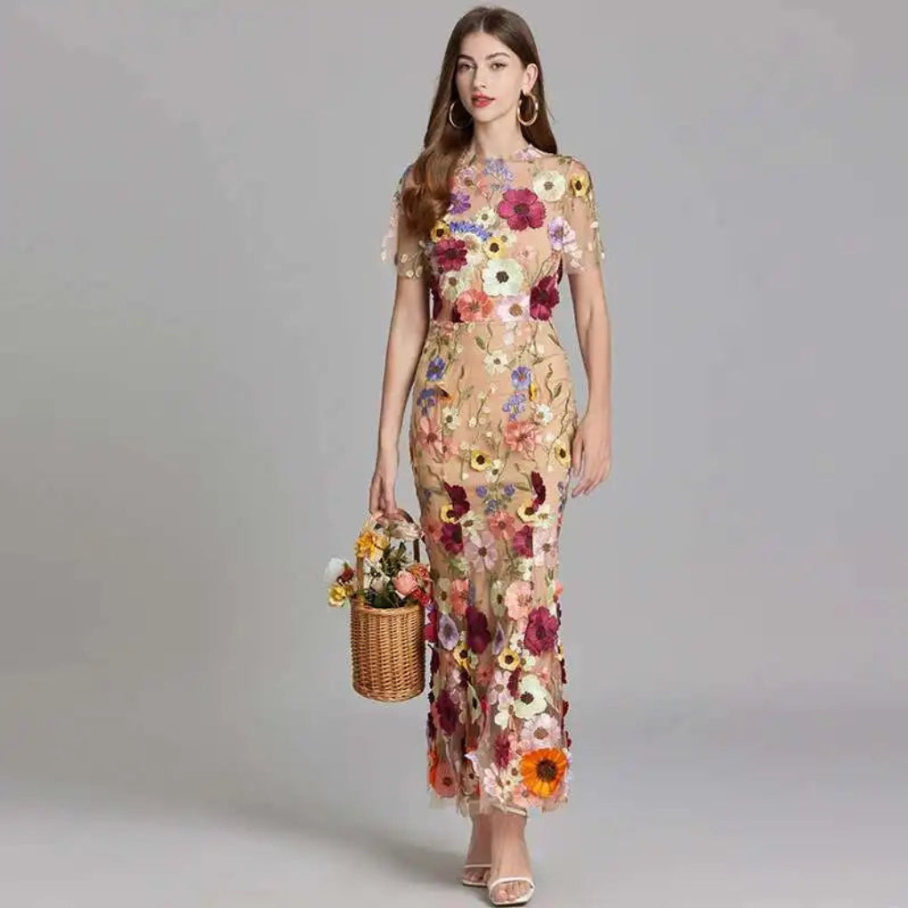 Women's Embroidered Lace Prom Dress