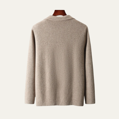 Men's Wool Cardigan Sweater Open Front Charcoal Grey
