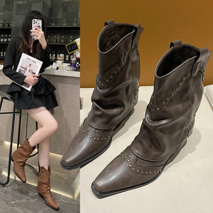 Women's Studded Slouchy Ankle Boots