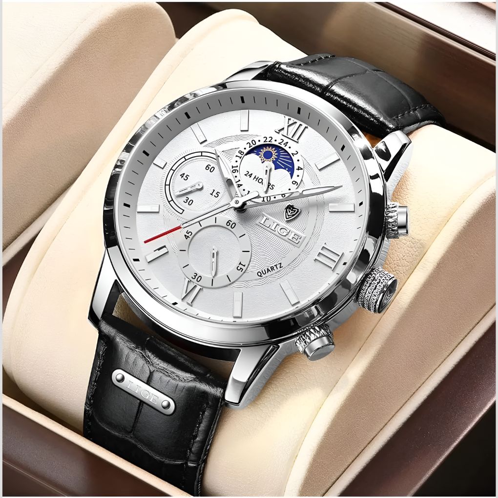 Men's Classic Watch 42mm Leather Strap Elegant - Vonnera