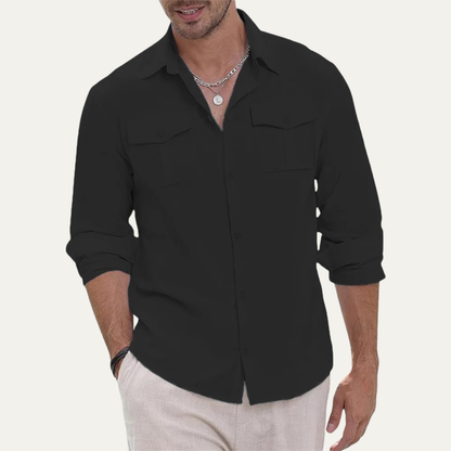 Grosseto Men's Cotton Linen Cargo Shirt