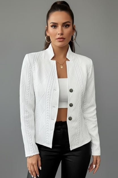 Women's Lapel Collar Blazer Button Front