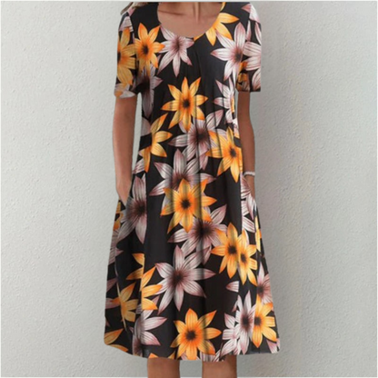 Women's Floral Dress With Pockets Casual