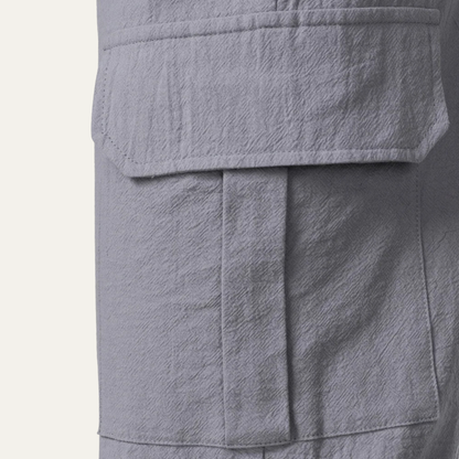 Men's Cotton Cargo Pants Loose Fit Multi Pocket Soft Beige