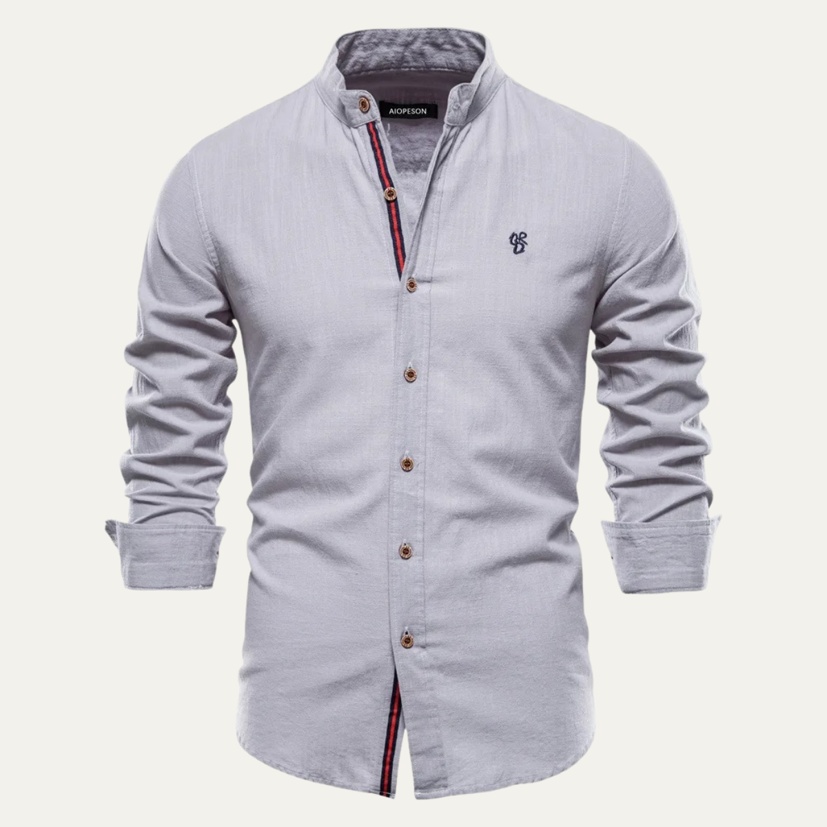 Men's Slim Fit Business Shirt Cotton Stand Collar White