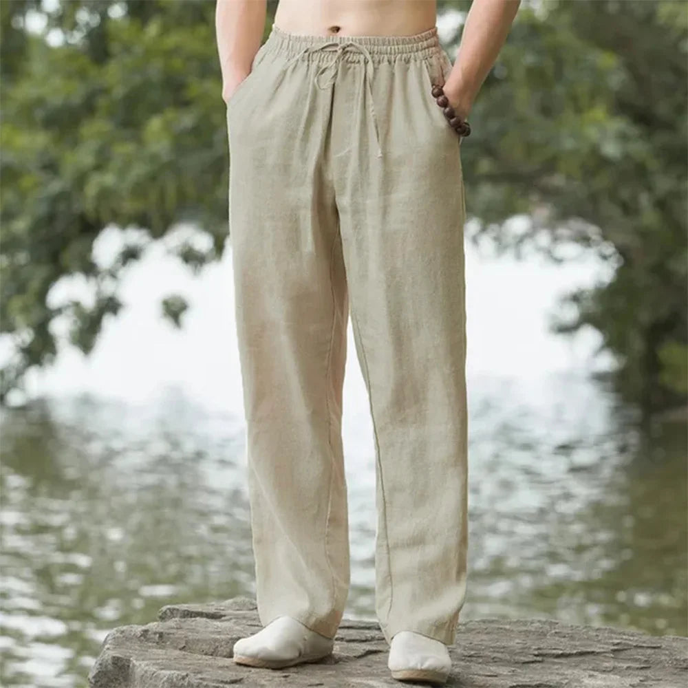 Men's Linen Beach Pants Lightweight Comfortable