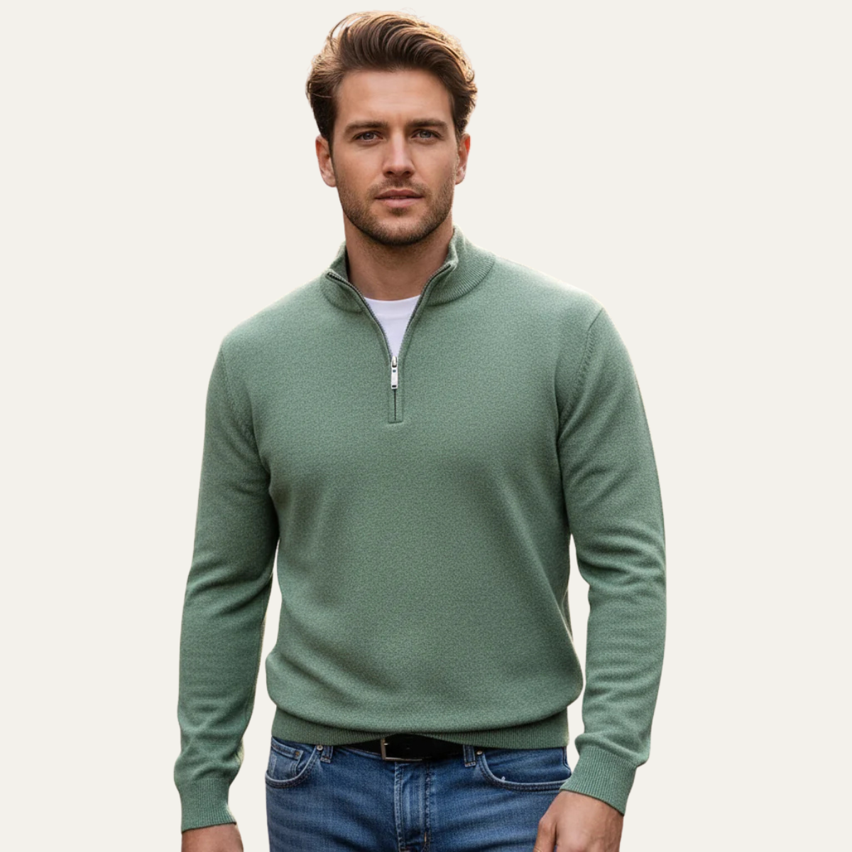 Men's Soft Knit Cotton Sweater Half Zip Casual