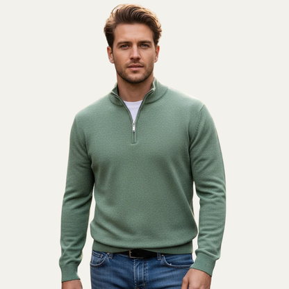 Men's Soft Knit Cotton Sweater Half Zip Casual