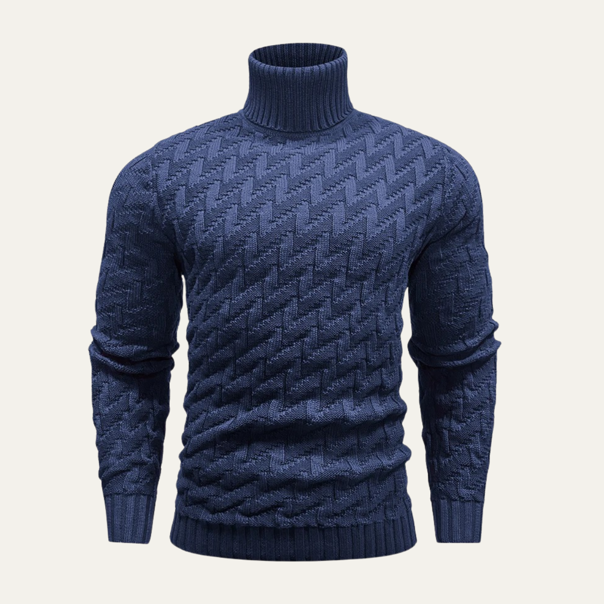 Men's Turtleneck Sweater Warm Knit Winter Beige