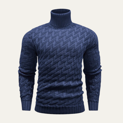 Men's Turtleneck Sweater Warm Knit Winter Beige