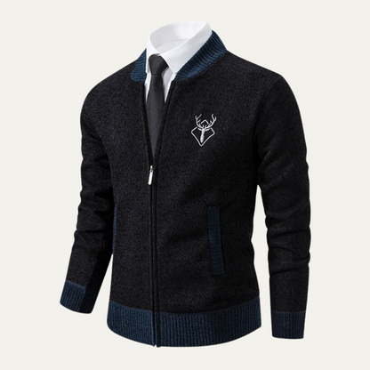 Men's Embroidered Knit Zip Sweater