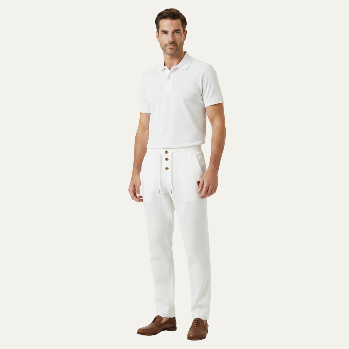 Men's Cotton Linen Straight Leg Pants Lightweight