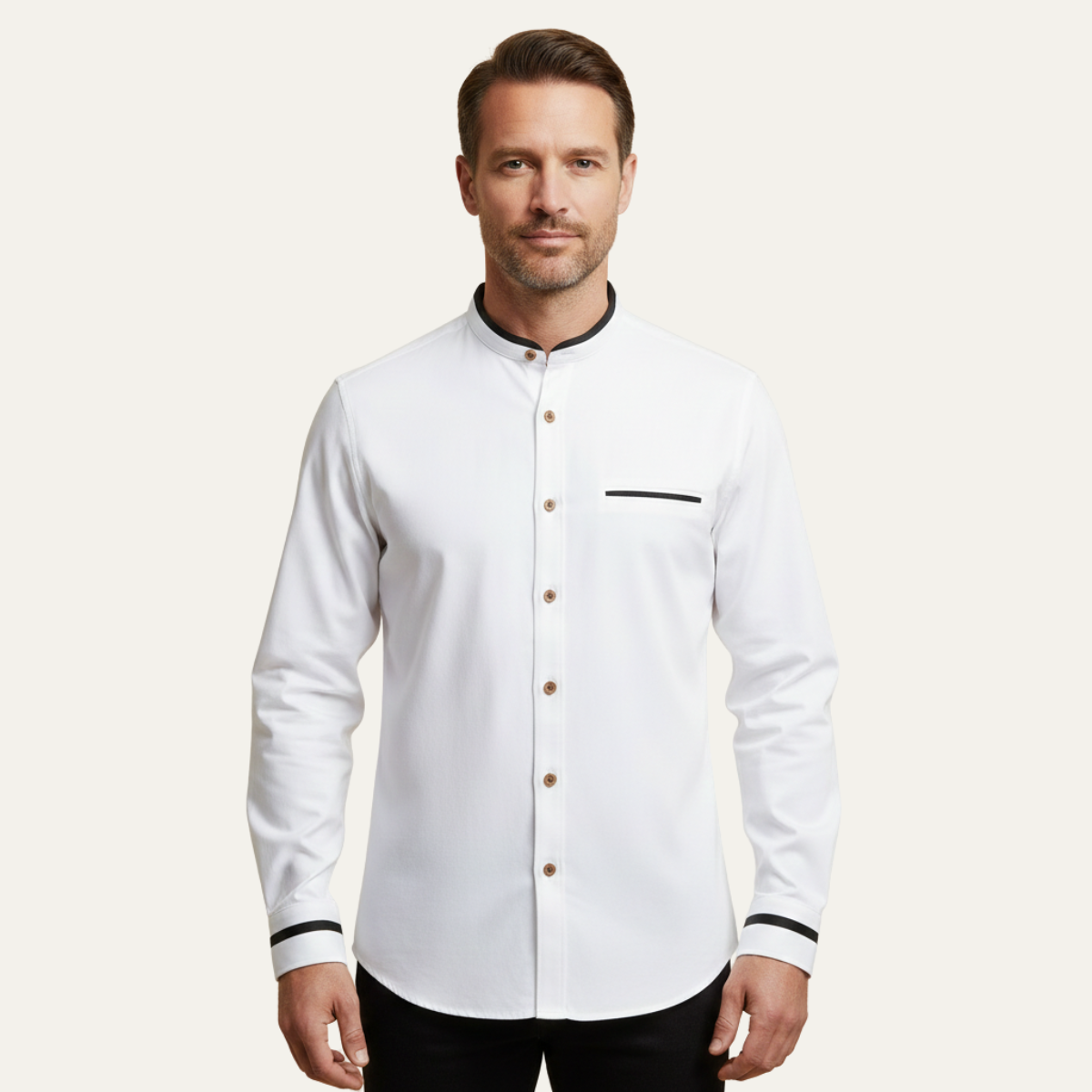 Men's Business Button Up Shirt Standing Collar Silverhaven Ridge