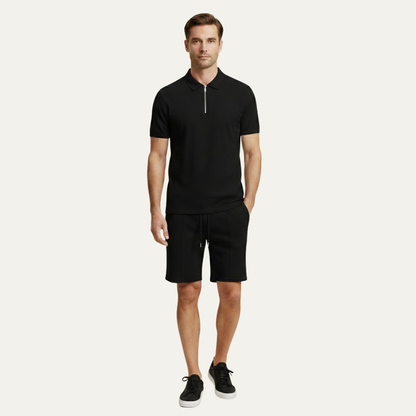 Men's Casual Summer Shirt And Shorts Set Solid Color
