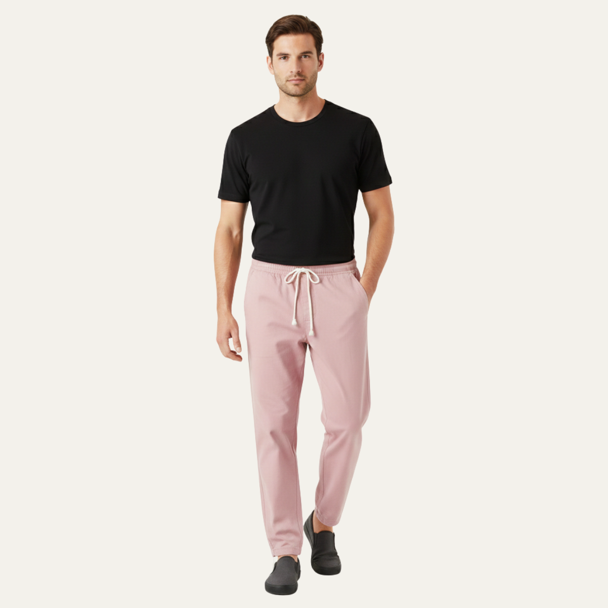 Men's Cotton Linen Drawstring Pants Loose Fit