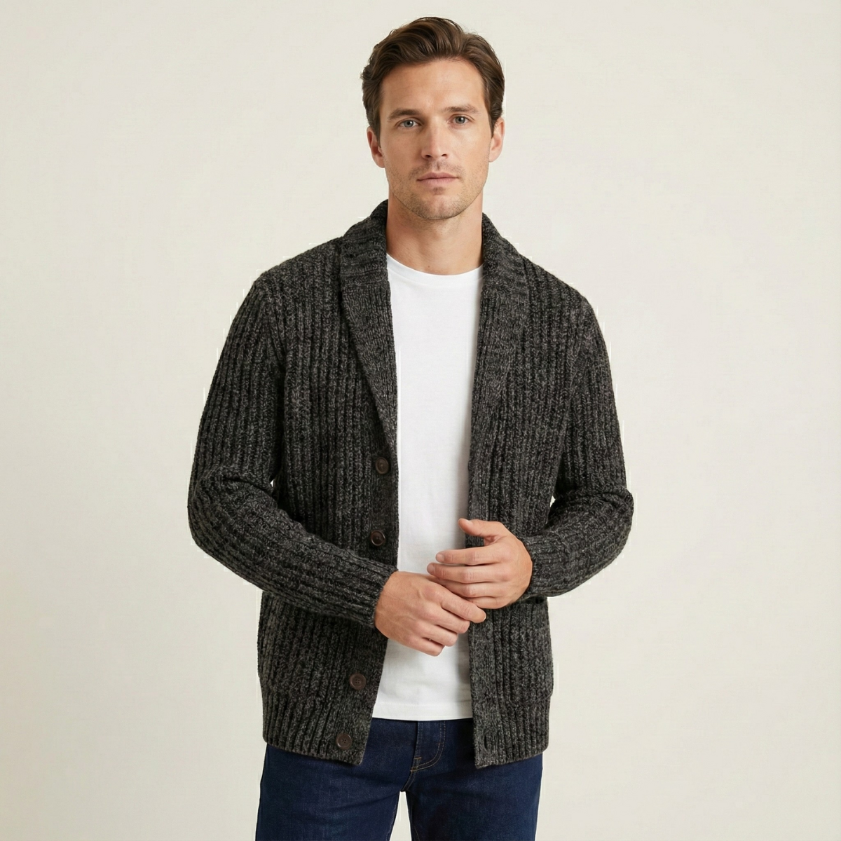 Montpellier Men's Knit Cardigan Shawl Collar Thick