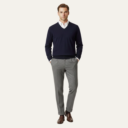Men's Wool Herringbone Straight Leg Pants