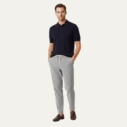 Men's Slim Fit Casual Pants Lightweight Ribbed Beige