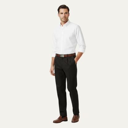 Men's Classic Straight Leg Pants Double Pleated Cotton