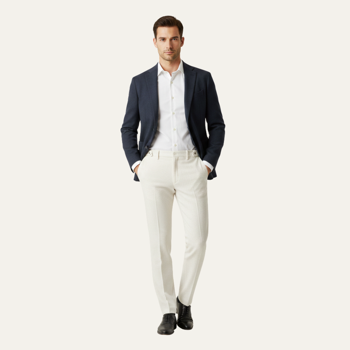 Men's Slim Fit Business Suit Pants Wool Black