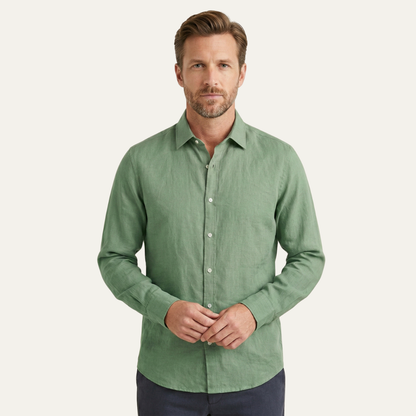 Men's Linen Button Up Shirt Casual