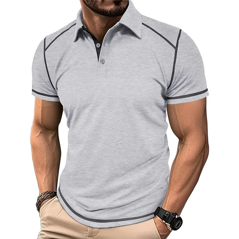 Men's Color Block Polo Shirt Cotton Classic Fit