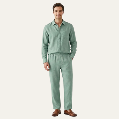 Men's Linen Shirt And Pants Set Oversized