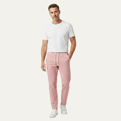 Men's Linen Blend Drawstring Pants Lightweight Beige