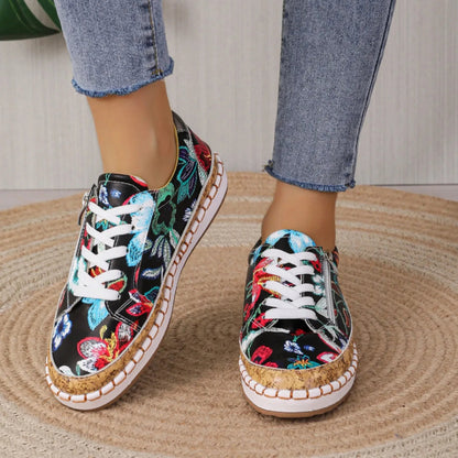 Women's Floral Lace-Up Shoes - Vonnera