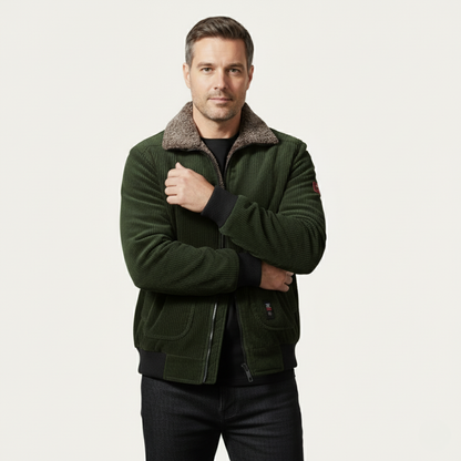 Men's Corduroy Jacket Fleece Lined Fur Collar