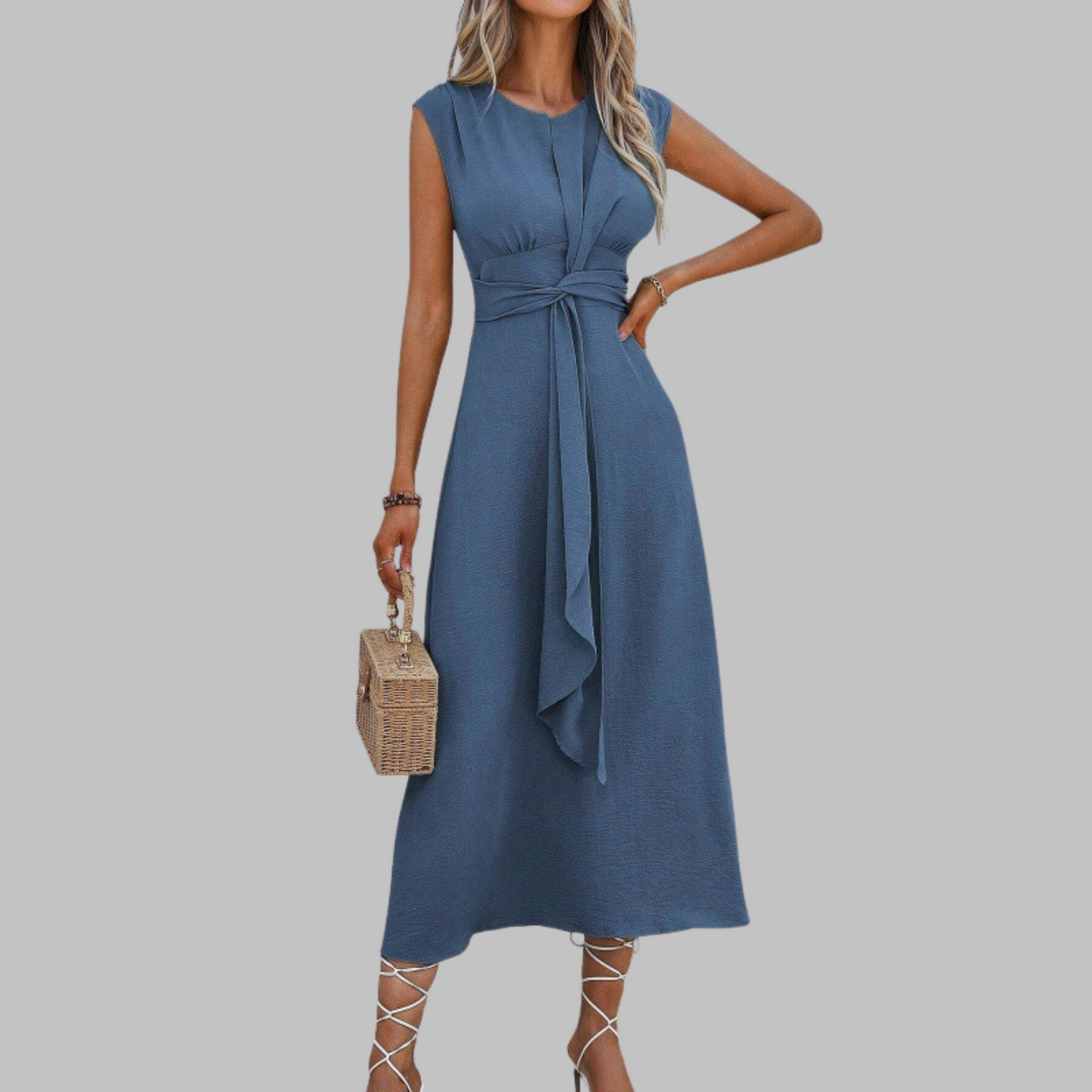 Women's Sleeveless Dress Waist Tie Detail