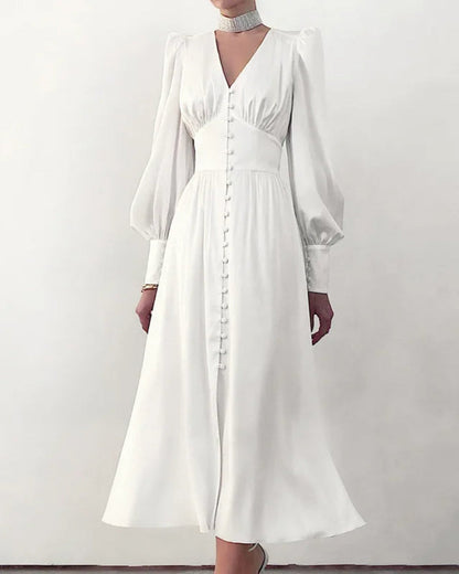 Women's Satin V-Neck Maxi Dress