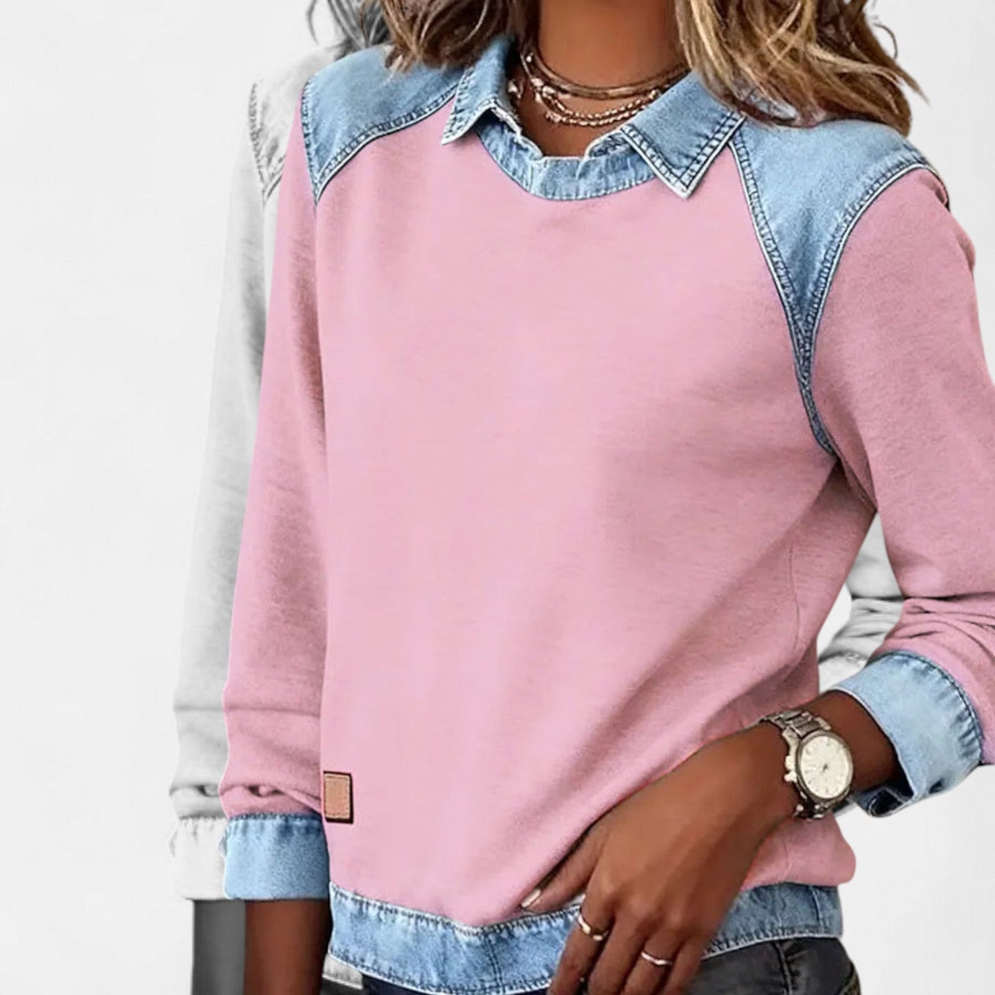 Women's Long Sleeve Sweater Layered Collar