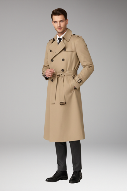 Men's Trench Coat Wide Lapels Belted