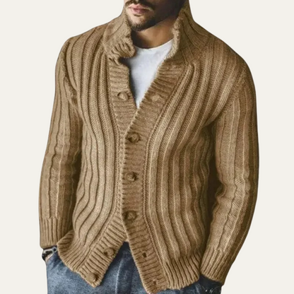 Men's Warm Knit Crew Neck Cardigan